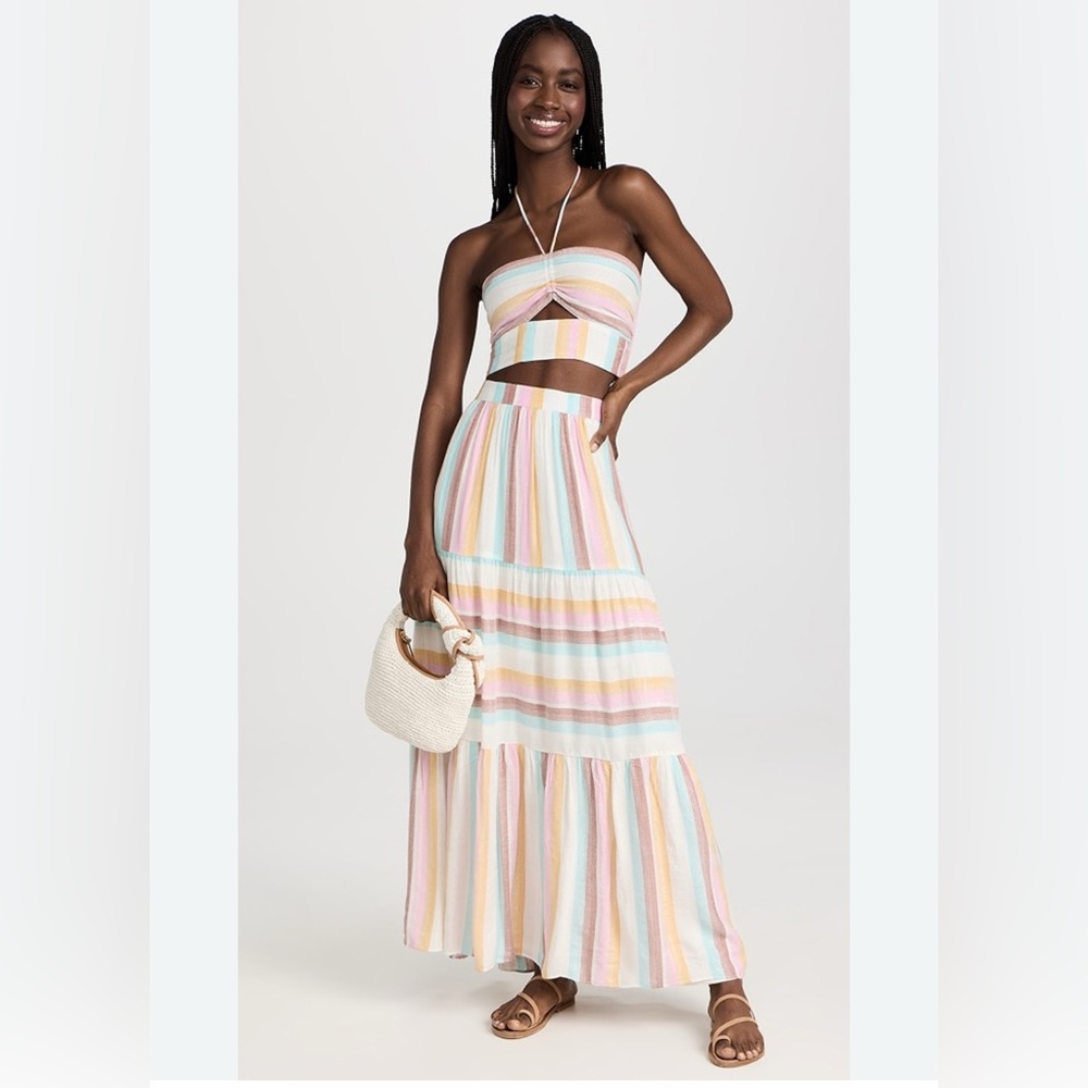 L’Space Bondi Metallic High Rise Pastel Two-Piece with Maxi skirt